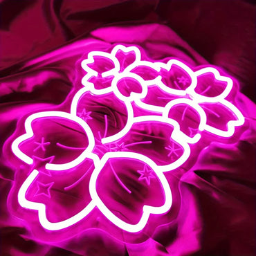 Pink Glow Flower Design LED Neon Sign Creates Romantic Atmosphere for Bedroom Living Room Wedding Party Decor Wall Art Lighting