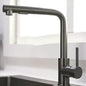 Matte Black Pull-Out Kitchen Faucet – 304 Stainless Steel Single-Handle, 360° Swivel, Ceramic Valve, Stream & Spray
