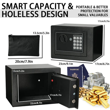 Fireproof Home Safe with Digital Keypad, Sensor Light & Adjustable Shelf – Security Safe for Cash & Documents