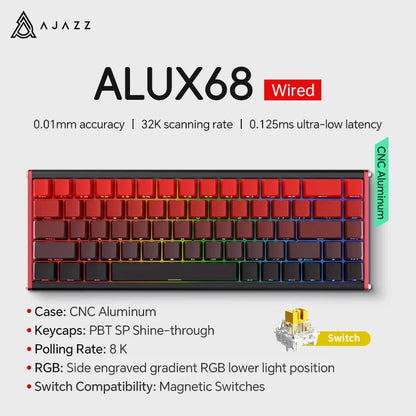 68-Key Hot-Swappable Mechanical Bluetooth & USB Compact Gaming Keyboard with RGB Backlight