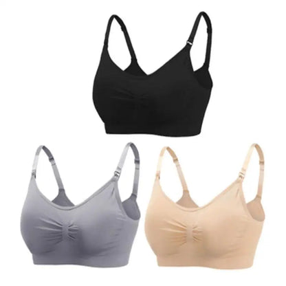 3-Pack Seamless Maternity Nursing Bras – Wireless Breathable Nursing Bra with Removable Pads & Front/Back Closure