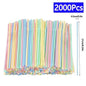 Multicolor Flexible Plastic Drinking Straws — Reusable Cocktail & Boba Straws 8.3 in (21 cm) x 0.2 in (5 mm) — Packs 50–6000 for Parties & Weddings