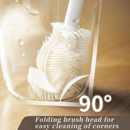 Foldable 360° Silicone Bottle & Cup Brush with Long Handle – Reusable Cleaner