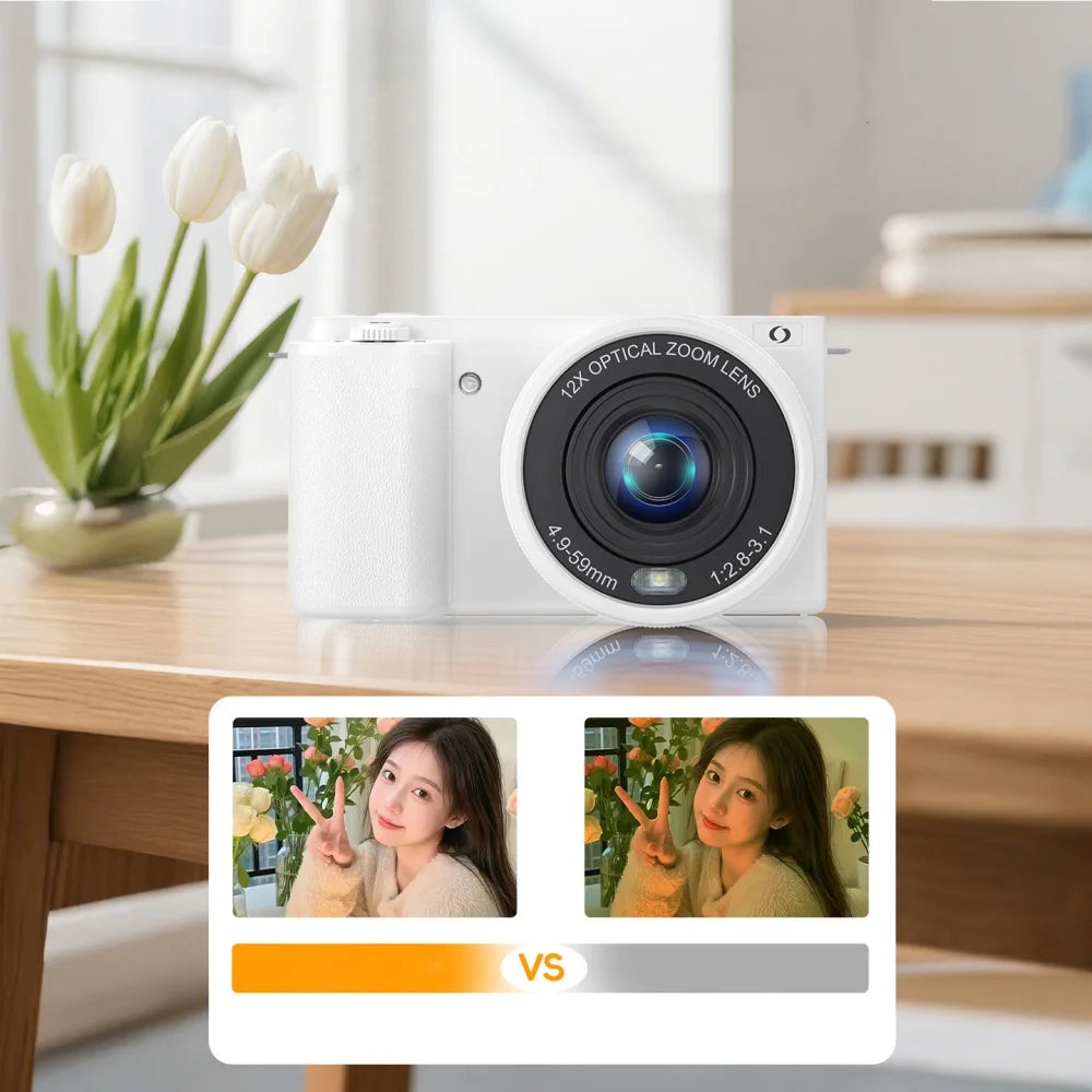 12X Optical Zoom 4K 64MP Digital Selfie Camera Flip Screen Vlog Camcorder Video Recorder photographic Camera Livestream Webcam