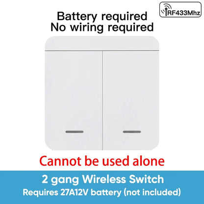 TNCE RF433MHz Mini Wireless Remote Control Light Switch 1/2/3 Gang 86 Wall Transmitter Switch Button Wall Panel Switch