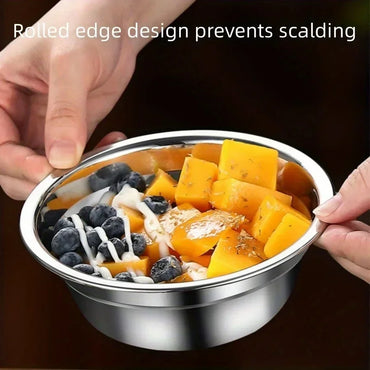 SUS304 stainless steel household deep noodle soup bowl, circular mixing bowl, salad bowl, steel bowl, rice mixing bowl