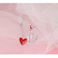 Korean Black Heart Dangle Earrings – Asymmetric Love Drop Jewelry