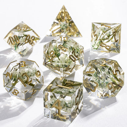 Handmade Resin 7-Piece D20 Polyhedral Dice Set for Dungeons & Dragons & Tabletop RPGs