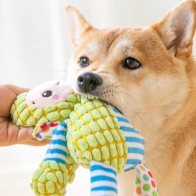 Plush Squeaky Dog & Cat Chew Toy — Bite-Resistant Interactive Puzzle for Teeth Cleaning