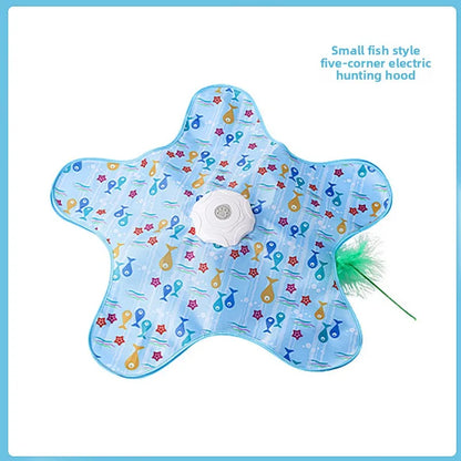 Automatic USB Rechargeable Interactive Cat Toy with Hidden Feather Wand — 1200mAh Electronic Chase Mat