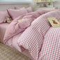 Nordic Plaid Washed Cotton Bedding Set - Duvet Cover + Pillowcases & Flat Sheet - Twin/Full/Queen/King