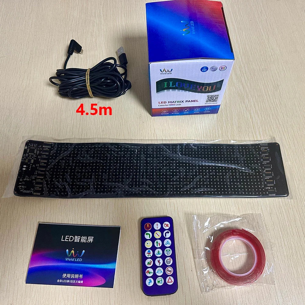 Smart Bluetooth LED Display Screens RGB LED Module Sign Matrix Pixel LED Panel Scrolling Signboard Advertising Light Car Decor