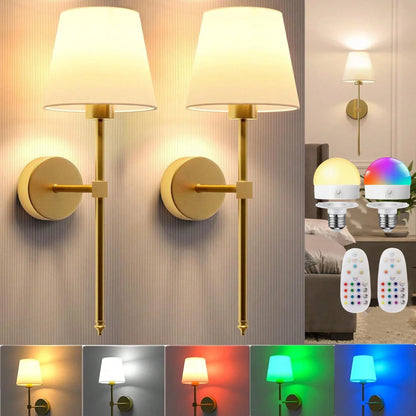 Rechargeable Wireless Wall Lamp with Detachable E27 Bulb — Dimmable LED Remote Control, 10 Color Modes