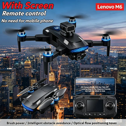 Lenovo M6 GPS Foldable Drone 8K Dual Camera 5G WIFI FPV Brushless Optical Flow Obstacle Avoidance Screen RC Quadcopter Drone