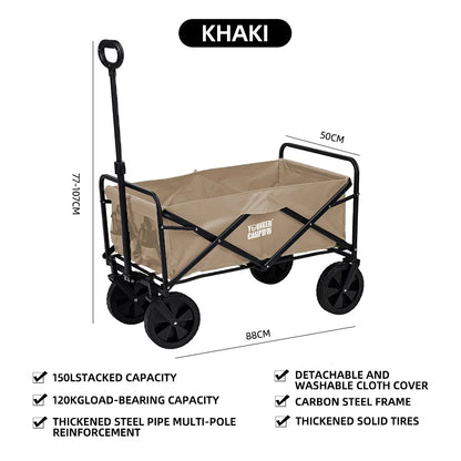 Collapsible Folding Utility Wagon – Heavy-Duty Large Capacity Portable Beach & Camping Trolley