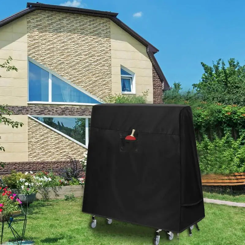 Waterproof Table Tennis Table Cover - 210D Oxford Cloth, Windproof Straps, Accessory Pocket, 65" x 28" x 68"