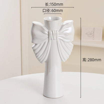 28cm Modern-Minimalist Bow Ceramic Vase, Perfect  Office  Living room decoration, Ideal  Hydroponic Plants & Home Decor