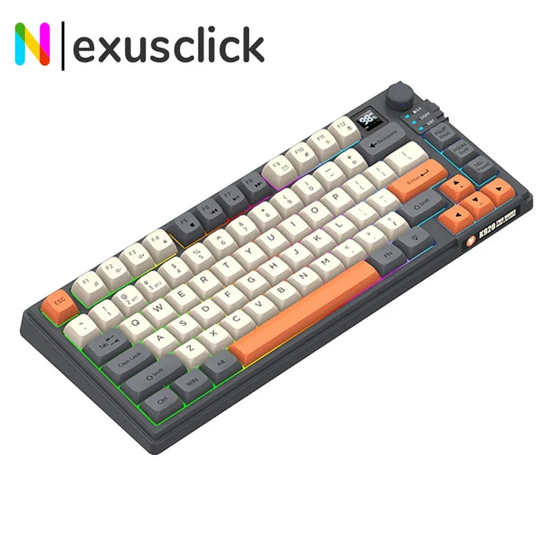 Premium Dual-Modes 2.4G+Bluetooth Keyboard Mouse Combo Rechargeable Keyboard With Display Screen & Knob For PC Computer Tablet