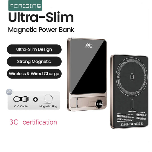 Magnetic Wireless Power Bank 10000mAh — 20W Fast Charging Portable Battery (Also 5000mAh) for Magnetic-Compatible Phones