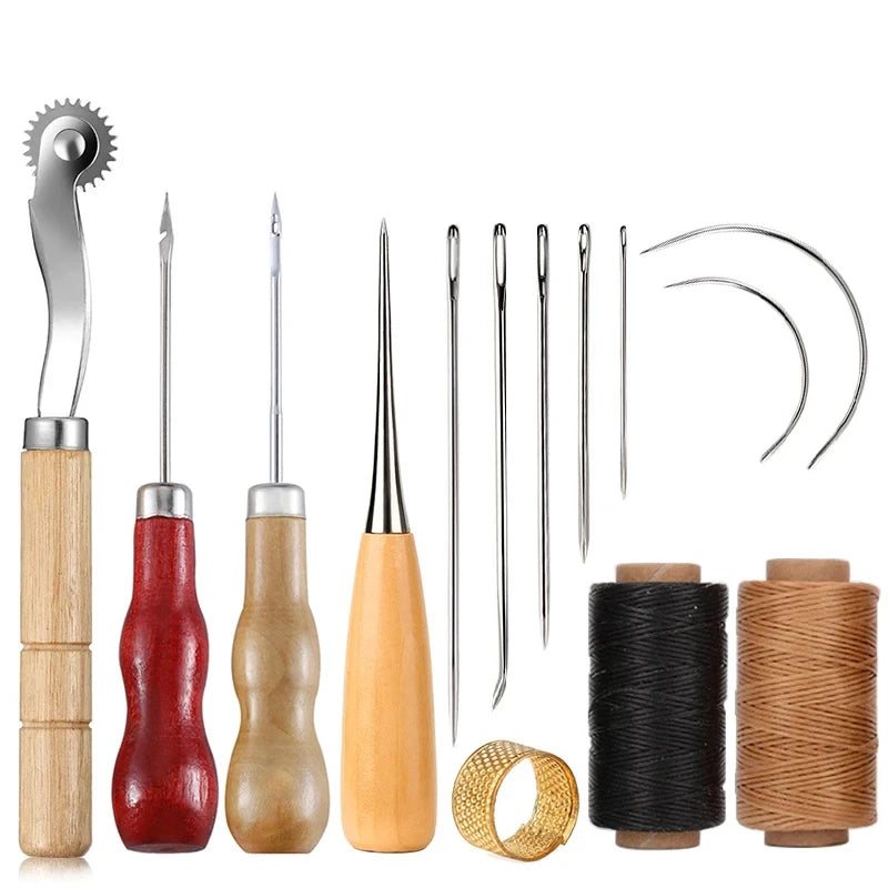 2pcs Leather Hand Stitching Awl Tool Leather Craft Hole Punch Tools Sewing Punching Hole Maker Stitching Over Stitch