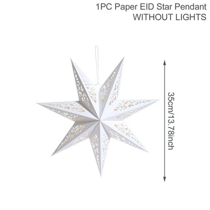 30-75cm Hollow Star Hanging Pendant Eid Mubarak Christmas Ramadan Decoration 2024 Islamic Muslim Party Decor Ramadan Kareem Gift
