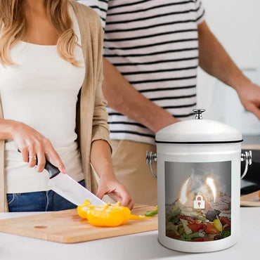 Compost Bin For Kitchen 5L Counter Odor Resistant Compost Container Fruits Veggies Waste Collector Rust Resistant Coated Indoor