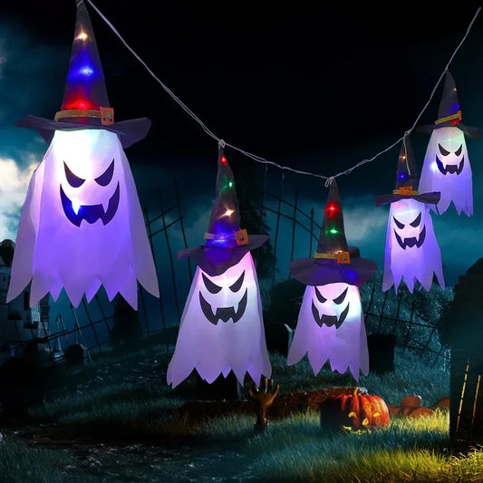 LED Ghost Wizard Hat Halloween Decoration – Indoor & Outdoor Ghost Light for Yard, Garden, Courtyard & Party – Style A or B