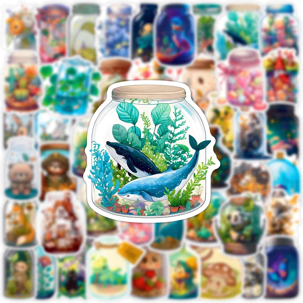 10/30/50PCS INS Style Bottle World Cartoon Aesthetic Stickers Luggage Skateboard Cute Graffiti Girl Gradient Sticker Decal Toy