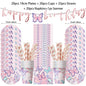 Butterfly Fairy Birthday Party Tableware Set – Pink Disposable Plates, Cups, Napkins & Tablecloth | Girls Party Decorations & Supplies