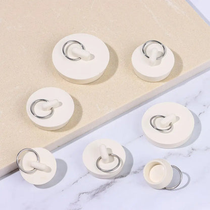 Universal Rubber Sink & Bathtub Drain Stopper Plug — Leakproof Floor Drain Strainer, White