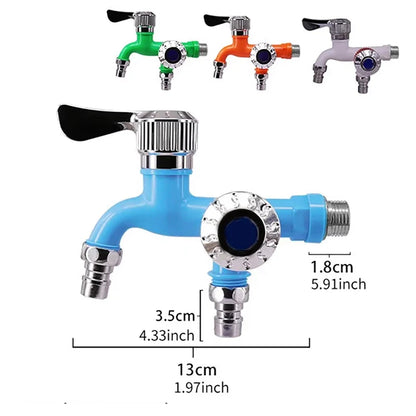Multi-Function Splash-Proof Plastic Faucet — Wall-Mount Dual-Control Washing Machine & Kitchen Adapter
