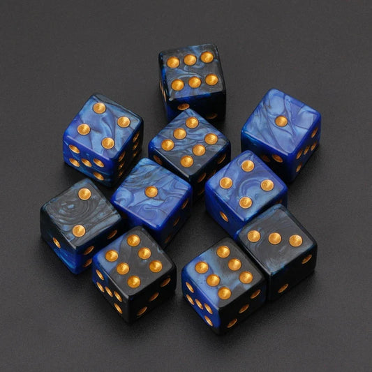 10-Pack 15mm (0.59 in) Multicolor Acrylic 6-Sided Cube Dice Set for Tabletop Games & Parties
