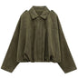 Women’s Suede Bomber Jacket – Cropped Racing Style