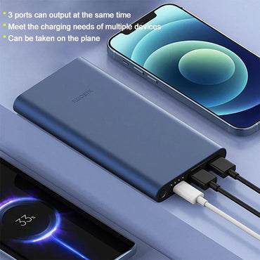 10000mAh 22.5W Portable Power Bank, 3-Port USB-C Fast Charge, Aluminum Alloy, Low-Current Mode – Compatible with iPhone & Android