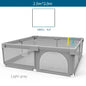 Light Gray Baby Playpen with Pull Ring - Play Yard & Ball Pit Safety Fence for Toddlers