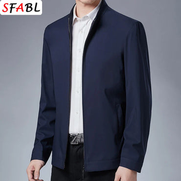 Men's Business Casual Zipper Blazer Jacket - Smart Casual Outerwear for Spring & Autumn