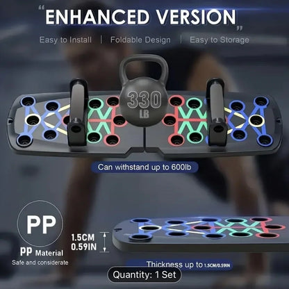 Adjustable Foldable Push-Up Board with Handles – Home Workout Stand for Chest, Triceps, Core & Strength Training