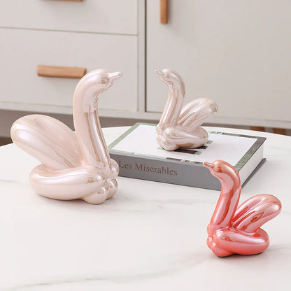 Nordic Ceramic Swan Sculpture Animal Decorative Figurine Home Decor Room Accessory Swans Decorative Item