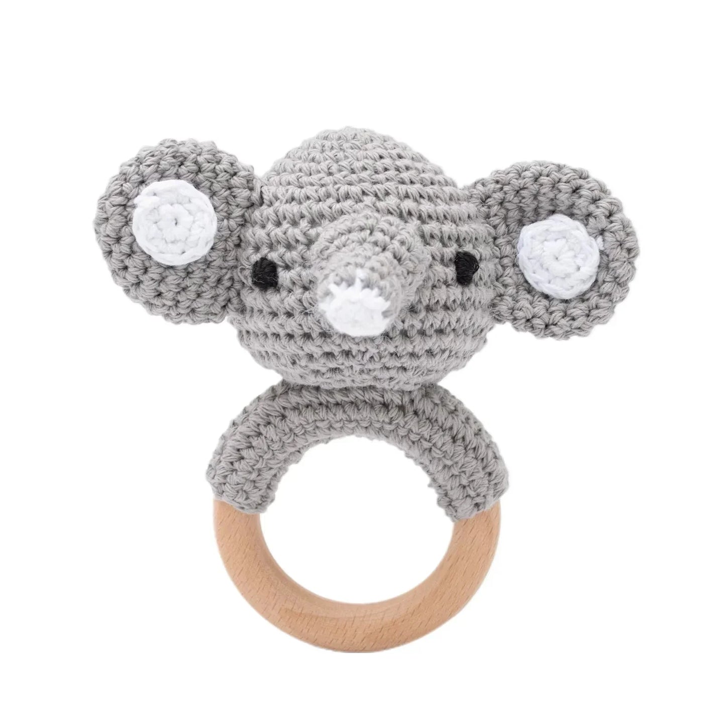 Baby Crochet Rattle Wooden Teether Toy BPA Free