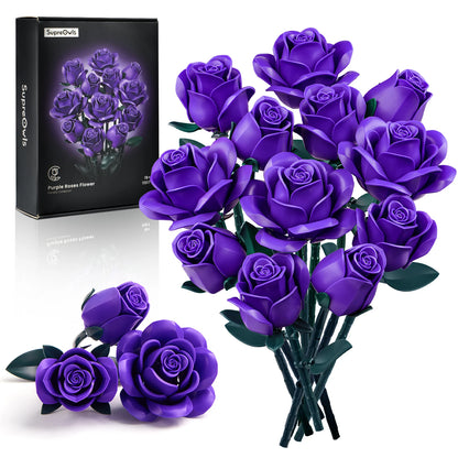 Artificial Purple Roses Bouquet – Faux Flower Arrangement for Home Decor & Gifting
