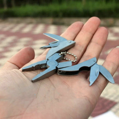 Compact Steel Multi-Tool Folding Pliers with Knife & Screwdriver, Keychain Camping Survival Tool