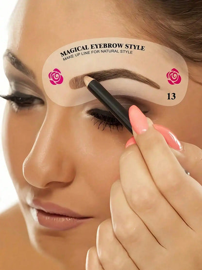 24-Style Eyebrow Shaping Stencil Kit - Reusable Rubber Stencils for Perfect Brows, Beginner-Friendly Makeup Tool for Women