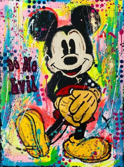 Mickey Mouse Minnie Street Graffiti Canvas Painting Prints Poster Creative Modern Wall Art Pictures Living Room Home Decor