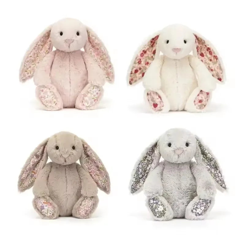 Bonnie Rabbit Plush Toy with Floral Ears - 12.2in (31cm) Kawaii Stuffed Pillow Cushion for Kids & Room Decor