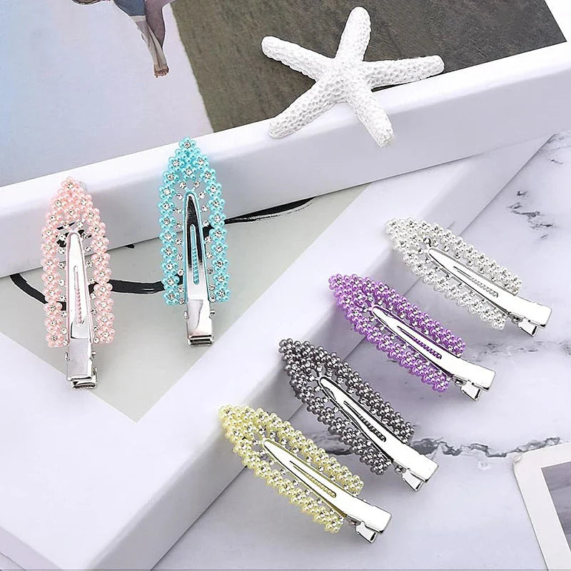 12-Pack Rhinestone and Pearl Leaf Hair Clips – Sparkling Bridal & Party Hairpins