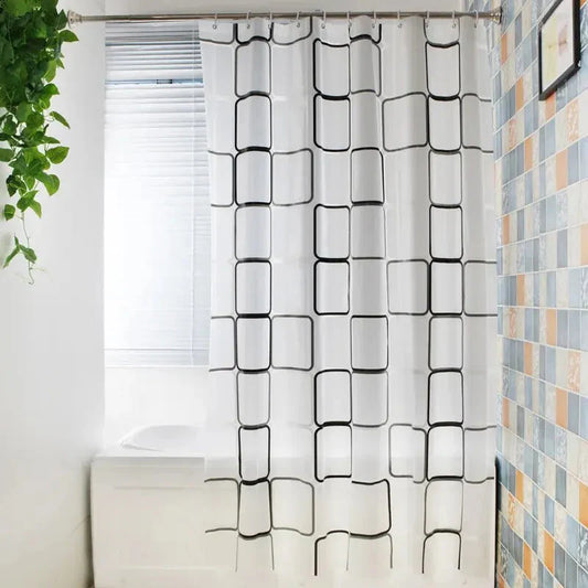 Patterned Waterproof Shower Curtain – PEVA Bathroom Partition & Decor