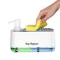 3-in-1 Soap Dispenser Set with Sponge Holder – Dual Countertop Hand & Dish Pump Organizer for Kitchen Sink