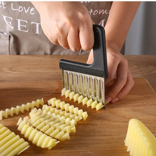 Stainless Steel Crinkle Wavy Potato & Vegetable Slicer French Fry Cutter