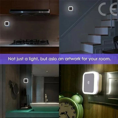 Wireless LED Night Light with EU Plug — Light Sensor Tricolor Nightlight for Kids Bedroom