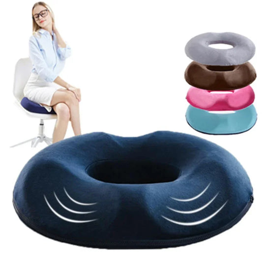 Anti-Hemorrhoid Orthopedic Memory Foam Seat Cushion - Tailbone Pillow for Office, Car & Yoga, Removable Cover